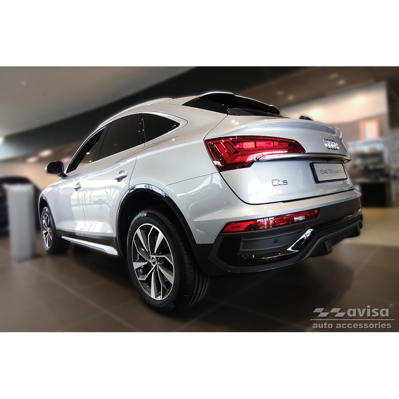 Protection de seuil arrière inox noir sur mesure pour Audi Q5 Sportback 2020- incl. S-Line