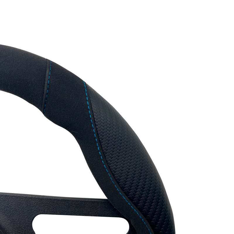 Simoni Racing Couvre-Volant Good Vibe B - Eco-Cuir Noir/Microfibre/Aspect Carbone + Inserts Bleus - 37-39cm