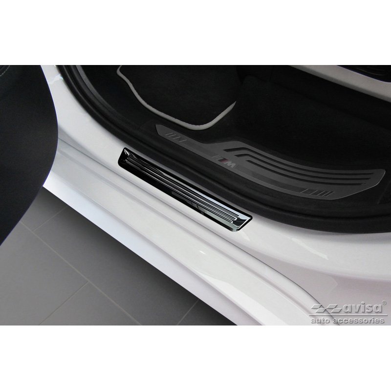 Seuils de portes inoxydable noir luisant sur mesure pour BMW X7 G07 2019- 'Hybrid' - 4-pièces