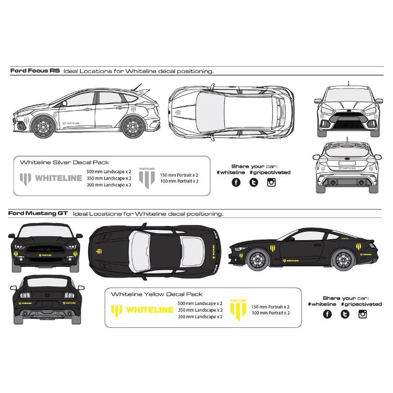 Whiteline Whiteline Kit d'Autocollant 10 Pièces Argent