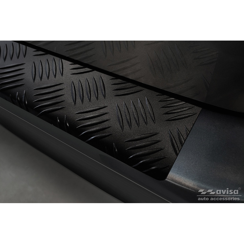 Protection de seuil arrière en aluminium noir mat sur mesure pour Mercedes Vito & Classe-V 2014-2019 & Facelift 2019- 'Riffled Plate'