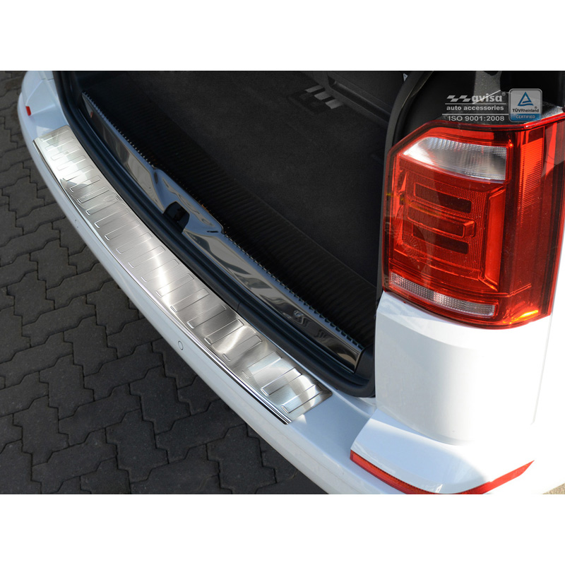 Protection de seuil arrière inox sur mesure pour Volkswagen Transporter T6 2015-2019 & FL 2019-2020 & T6.1 2020-2022  (hayon arrière) 'Ribs'