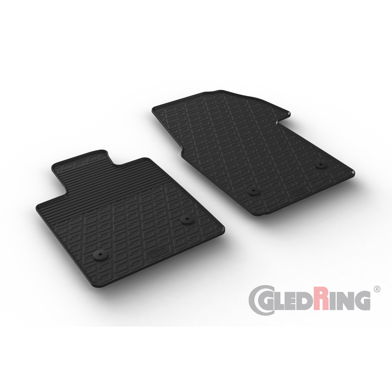 Set tapis de caoutchouc sur mesure pour Volkswagen Transporter T7 Multivan 2021- (G profil 2-pièces + clips de montage)