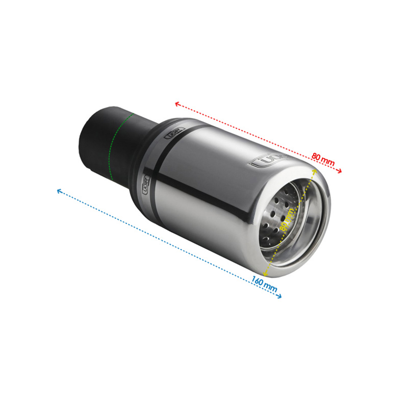 Ulter Sport Embout d'échappement - Ronde Ø80mm Type 2 - Longueur 80mm - Montage ->50mm - Inoxydable