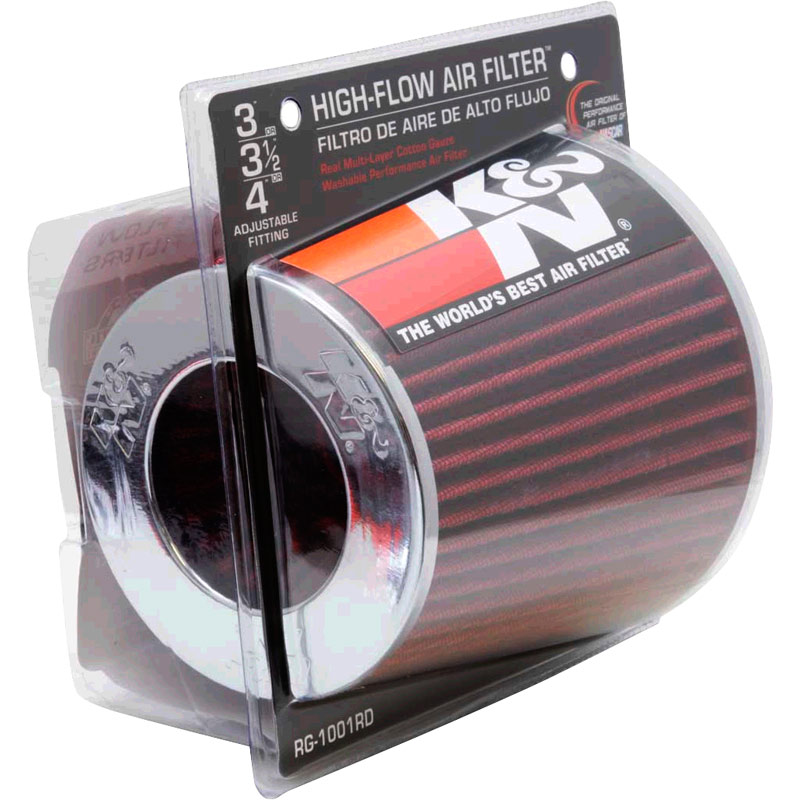 K&N RG-Serie Filtre à air universelle avec 3 diamètres d'installation Rouge (RG-1001RD)