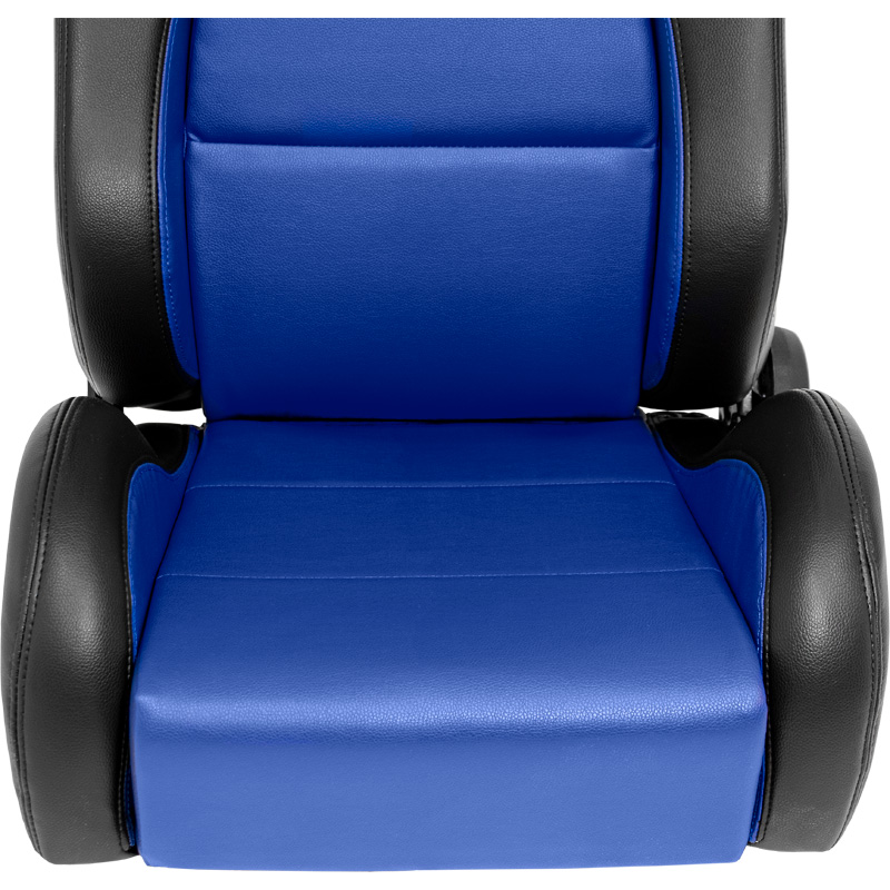 Siège baquet 'Eco' - Noir/Simili Cuir Bleu - Dossier réglable (à gauche) - incl. glissières