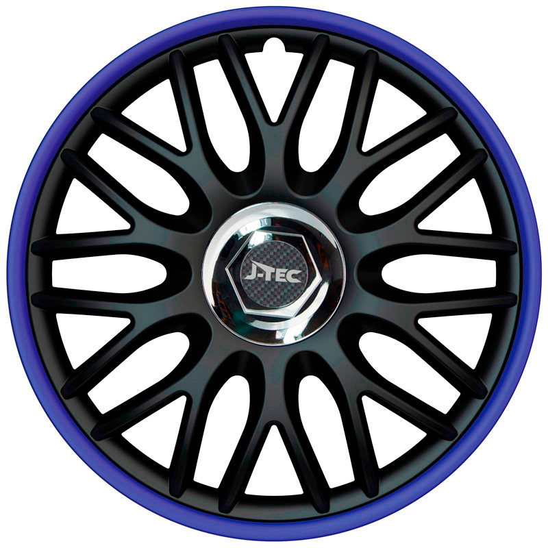 Jeu d'enjoliveurs J-Tec Orden R 16-inch noir/bleu + anneau chromé