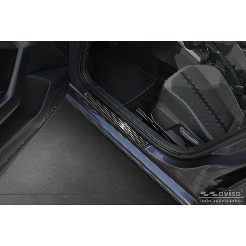 Seuils de portes inox noir sur mesure pour Volkswagen VI Polo 2017- - 'Special Edition' - 4-pièces
