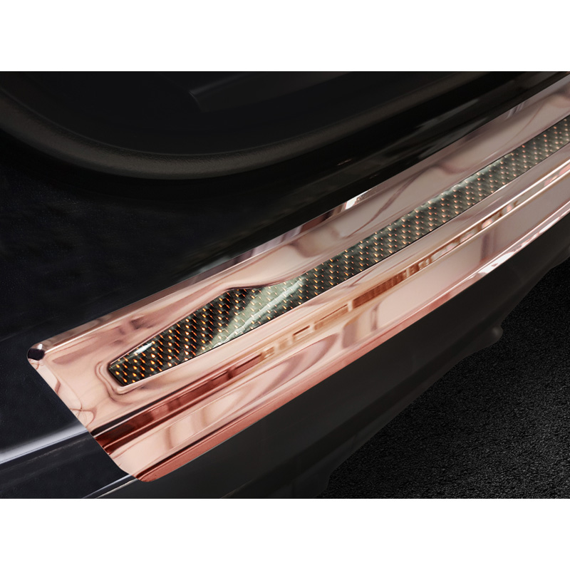 Protection de seuil arrière inox 'Deluxe' sur mesure pour Porsche Cayenne III 2017- 'Performance' Cuivre/Carbone Cuivre