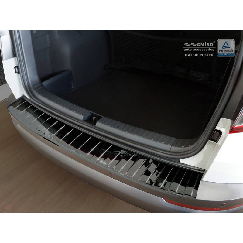 Protection de seuil arrière inox Noir-Chromé sur mesure pour Skoda Karoq 2017-2022 'Ribs'