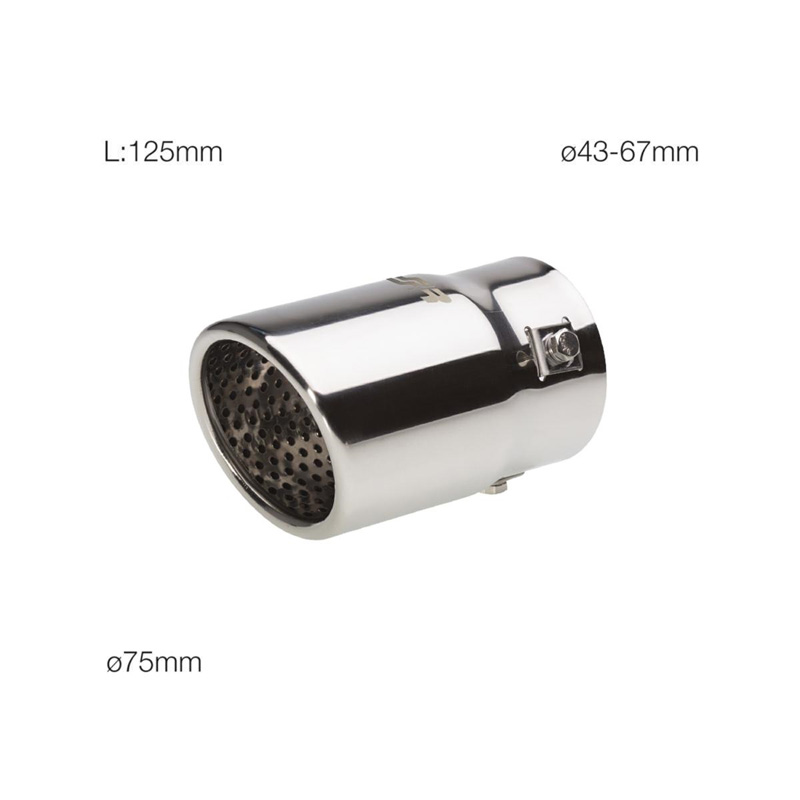 Simoni Racing Embout d'Échappement Rond/Oblique Inox - Ø76xL128mm - Montage ->68mm.
