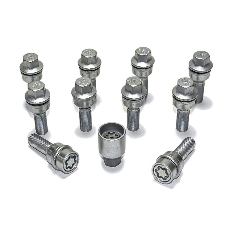 Jeu de Boulons de roue H&R sphérique avec cône mobile R14 M14x1.50 - Longueur 42mm - 10 pièces (p.e. sur mesure pour Audi Q3, Q5) - antivol de roue inclus
