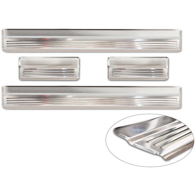 Avisa Seuils de portes inox sur mesure pour Nissan Qashqai II 2013-2017 & Facelift 2017-2020 - 'Lines' - 4-pièces