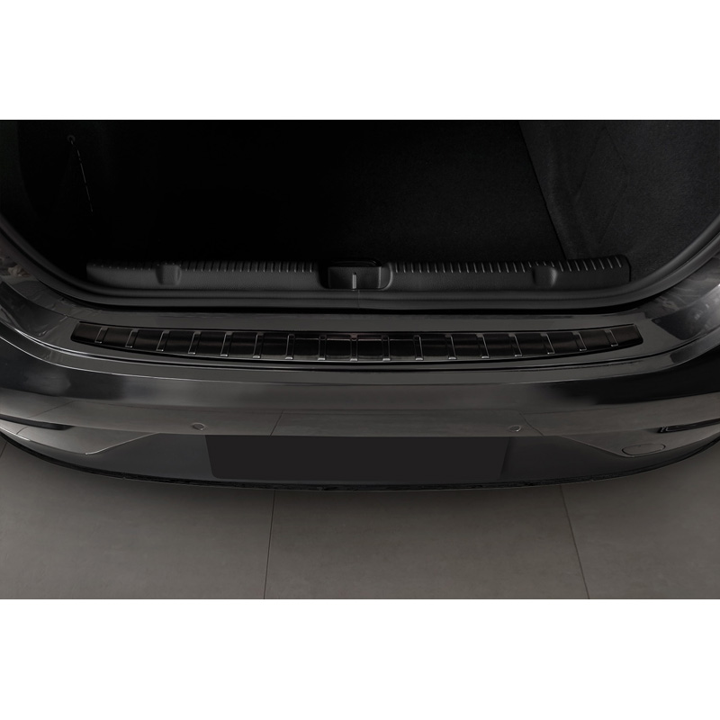 Protection de seuil arrière inox noir sur mesure pour Mercedes EQE (V295) 2022- 'Ribs'