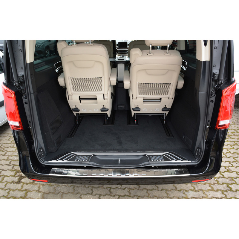 Protection de seuil arrière inox sur mesure pour Mercedes Vito & Classe-V 2014-2019 & Facelift 2019- 'Ribs'