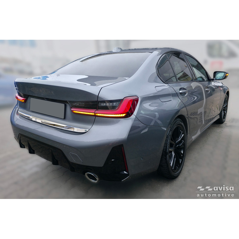 Avisa Revêtement d'habillage du hayon du coffre inox Chrome sur mesure pour BMW Série 3 (G20) M-Sport Facelift 2018-2022, Facelift 2022-2024 & Facelift 2024-