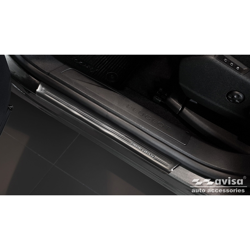Seuils de portes inox noir sur mesure pour Peugeot 3008 2016- 'Special Edition' - 4-pièces