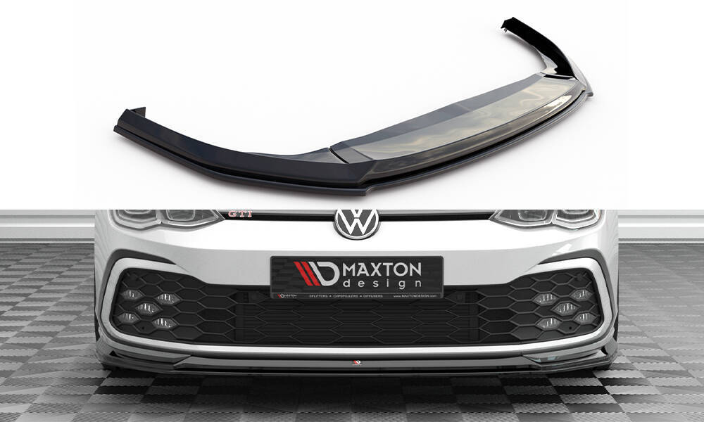 Voorspoiler V.6 Volkswagen Golf 8 GTI Maxton Glans Zwart