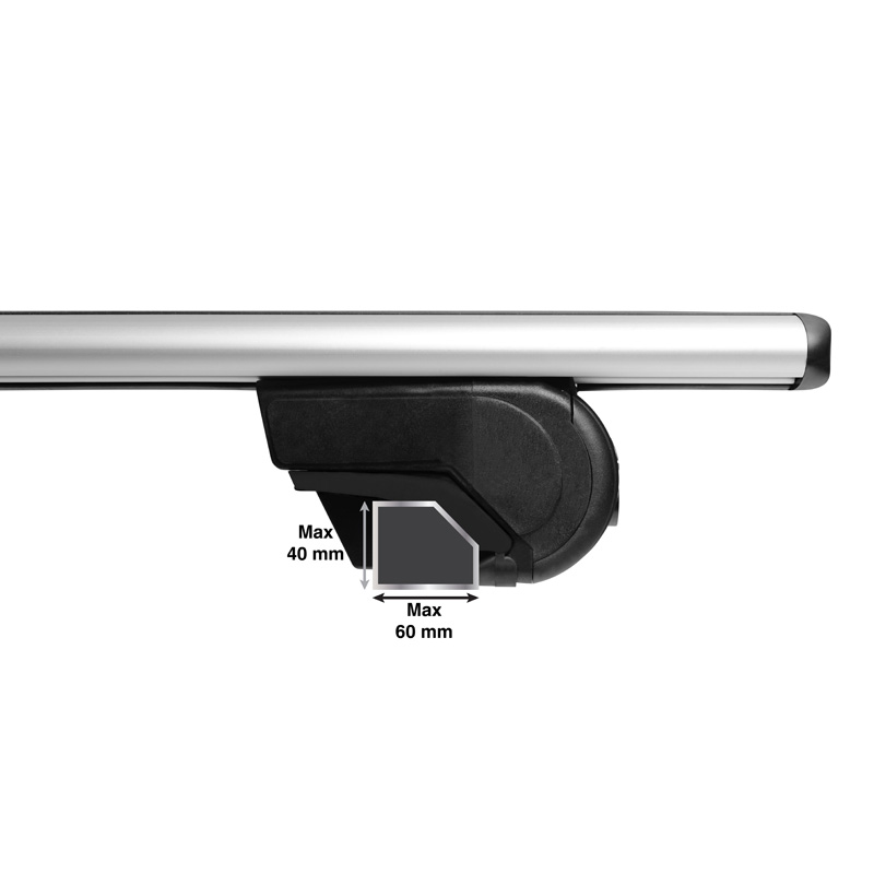 Jeu de barres de toit universelle Twinny Load Aluminium Fly Bar 124cm pour voitures avec barres longitudinales d'origine ouvertes et intégrées