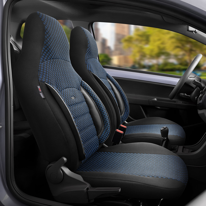 Housse de sièges 'CityBug' universel en textile 'Sport Plus' Noir/Bleu - 9-pièces - adapté aux Side-Airbags