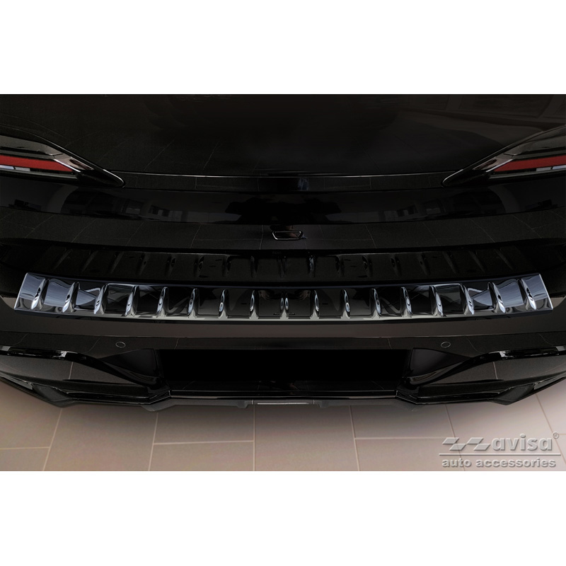 Protection de seuil arrière inox Noir-Chromé sur mesure pour BMW Série 7 (G70) 2023- avec Pacquet-M 'Ribs'