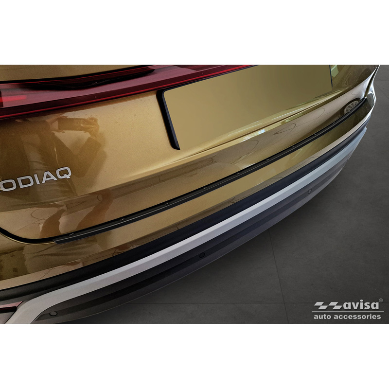 Protection de seuil arrière inox noir sur mesure pour Skoda Kodiaq II (PS7) 2024- 'Ribs'
