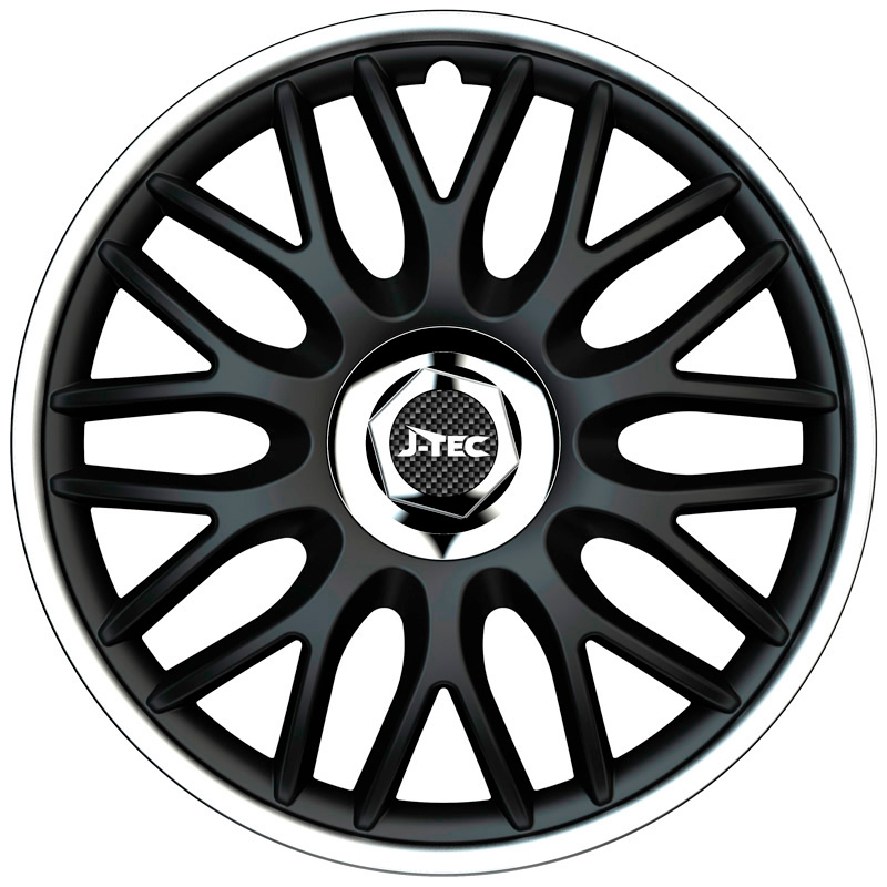 Jeu d'enjoliveurs J-Tec Orden R 15-inch noir/argent + anneau chromé