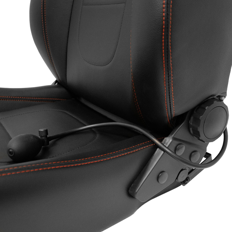 Siège baquet 'Retro II' - Simili Cuir Noir + Surpiqûres rouge - Dossier réglable - incl. glissières