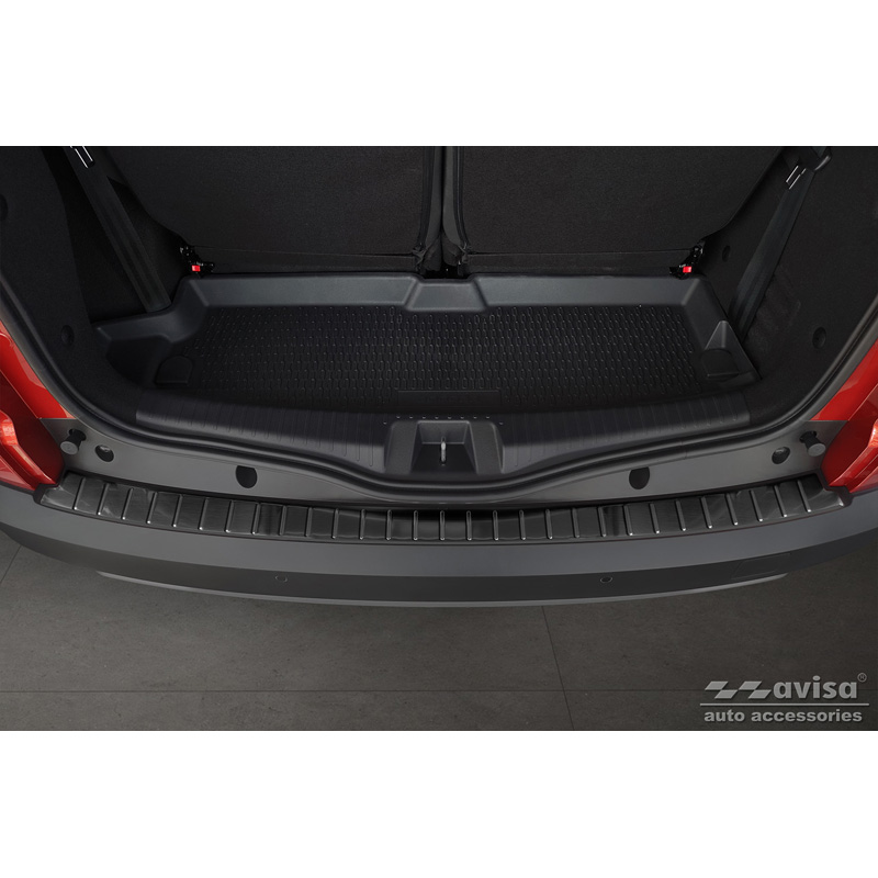 Protection de seuil arrière inox noir sur mesure pour Dacia Jogger 2022- 'Ribs'