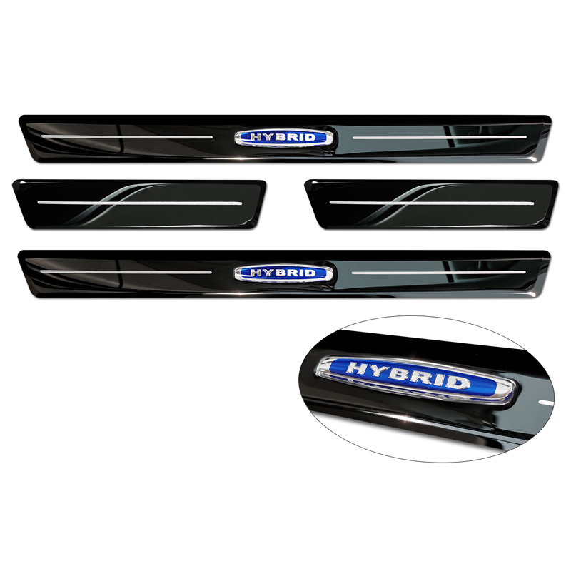 Seuils de portes inoxydable noir luisant sur mesure pour Volvo V90 2016- 'Hybrid' - 4-pièces