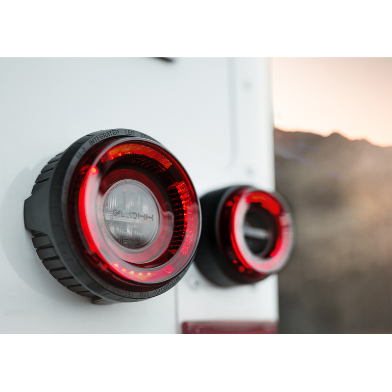 Glohh GL-2 Feux Arrières LED sur mesure pour Landrover 90/110 1983-1990 & Defender (LD) 1990-2016 - Rouge/Fumée (6-pièces)