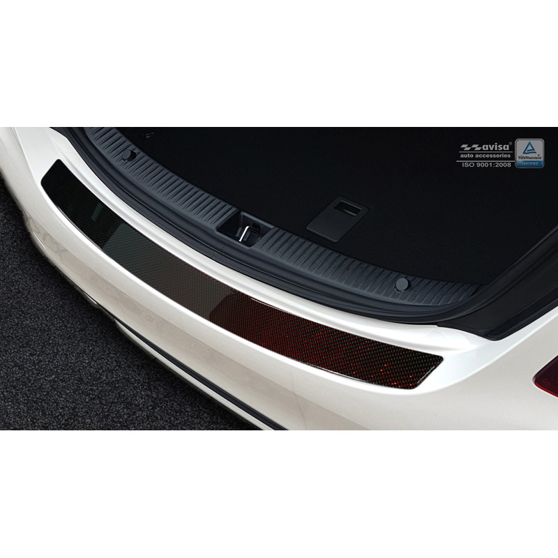Protection de seuil arrière carboné sur mesure pour Mercedes CLS (C218) 2014-2018 Carboné noir-rouge
