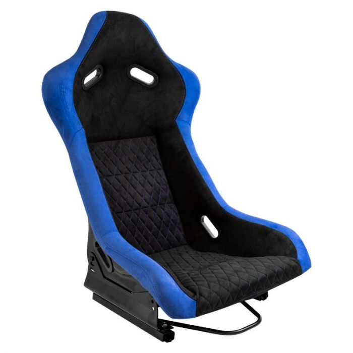 Siège baquet 'LV' - Noir/Bleu - Dossier fixe en polyester - incl. glissières