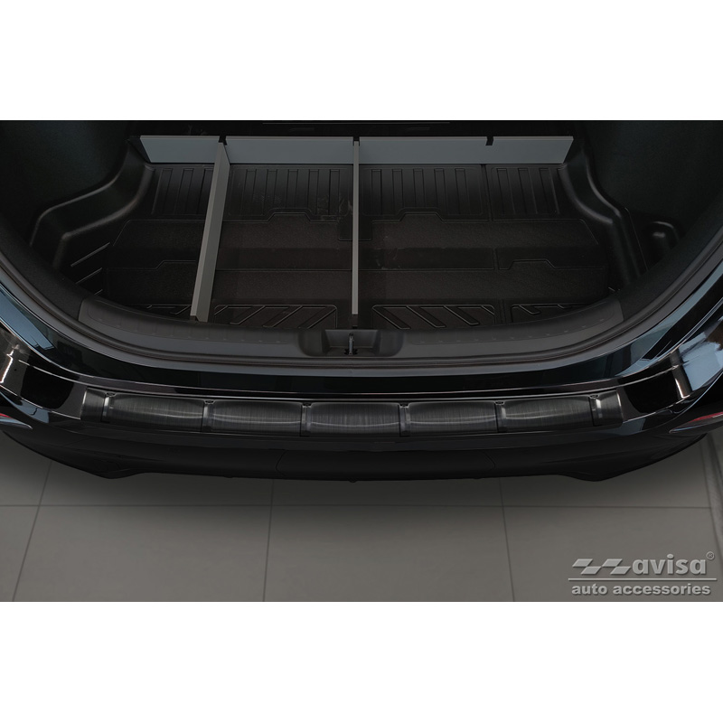 Protection de seuil arrière inox noir sur mesure pour Honda Civic XI HB 2022- 'Ribs'