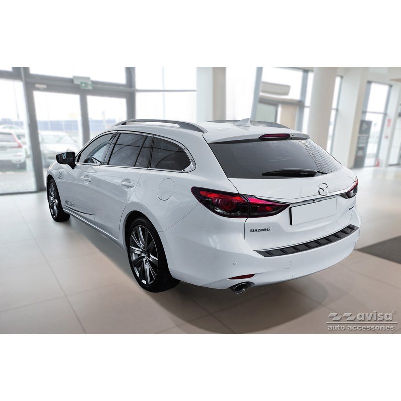 Protection de seuil arrière inox noir sur mesure pour Mazda 6 III (GJ) Combi 2012- 'STRONG EDITION'
