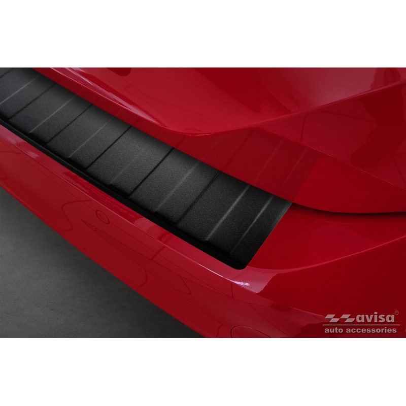Protection de seuil arrière inox noir mat sur mesure pour Volkswagen Passat 3G Variant 2014-2023 'Ribs'
