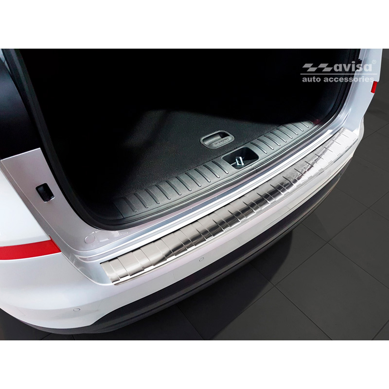 Protection de seuil arrière inox sur mesure pour Hyundai Tucson FL 2018- 'Ribs'