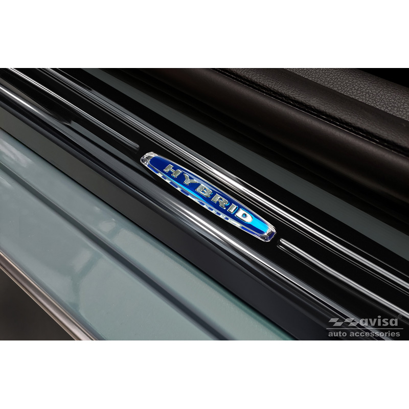 Seuils de portes inoxydable noir sur mesure pour Hyundai Kona 2017-2020 & FL 2020-2023  'Hybrid' - 4-pièces