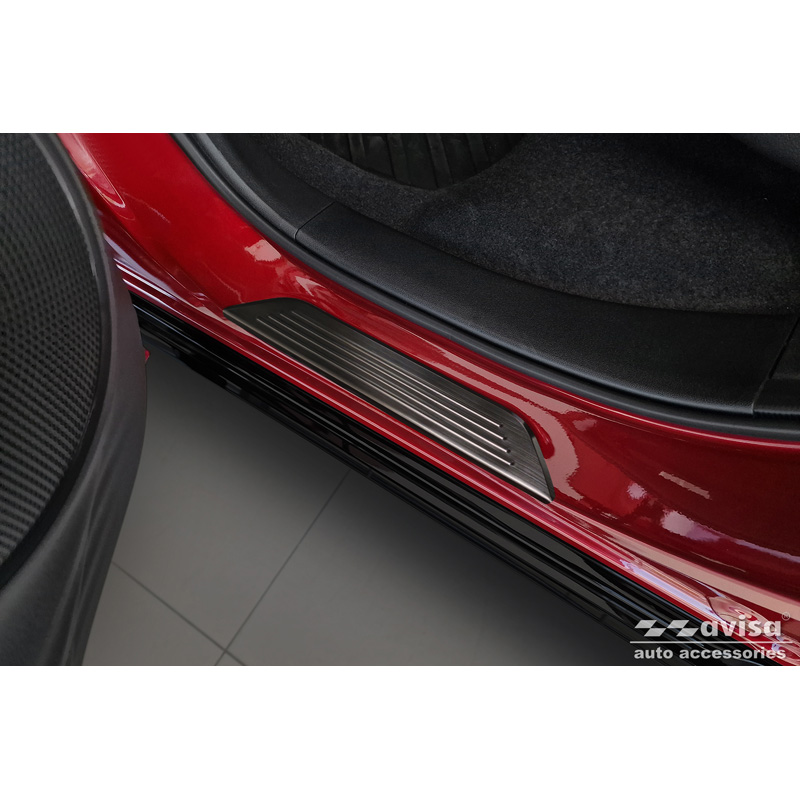Seuils de portes inoxydable noir sur mesure pour Honda ZR-V (RZ4) 2023- - 'Lines' - 4-pièces