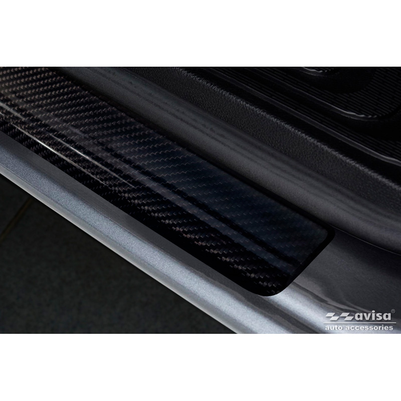 Seuils de portes carboné 3D noir sur mesure pour Mercedes Vito & Classe-V 2014-2019 & Facelift 2019- 2-pièces