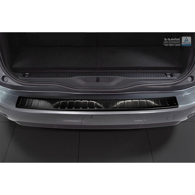 Protection de seuil arrière inox noir sur mesure pour Citroën C4 Picasso 2013- & C4 Spacetourer 2018- 'Ribs'