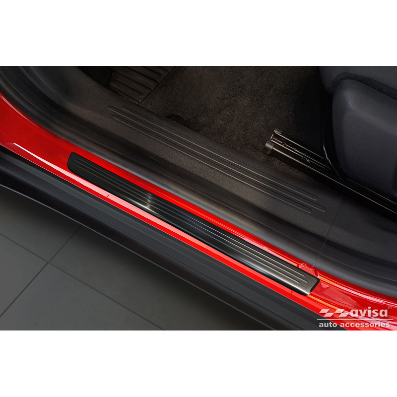 Seuils de portes inoxydable noir sur mesure pour Fiat 600(e) (365_) 2023- - 'Lines' - 4-pièces