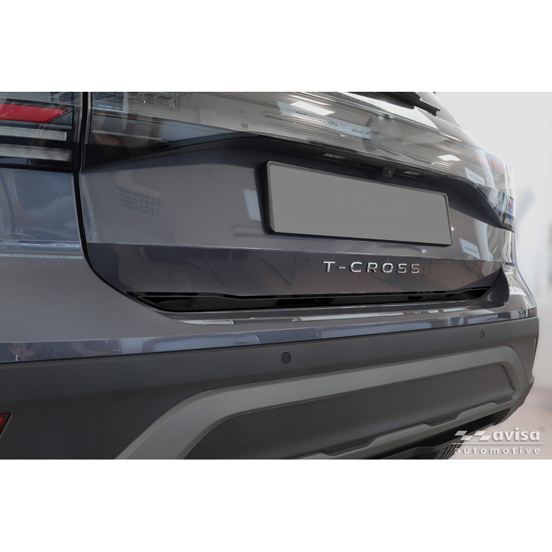 Avisa Moulure de hayon en Inox Noir Chrome sur mesure pour Volkswagen T-Cross 2019-2024 & Facelift 2024-