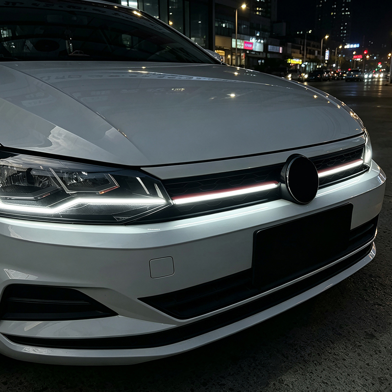 Grill en Optique-GTI avec Bande-LED sur mesure pour Volkswagen Polo VI (AW1) 2017-2021