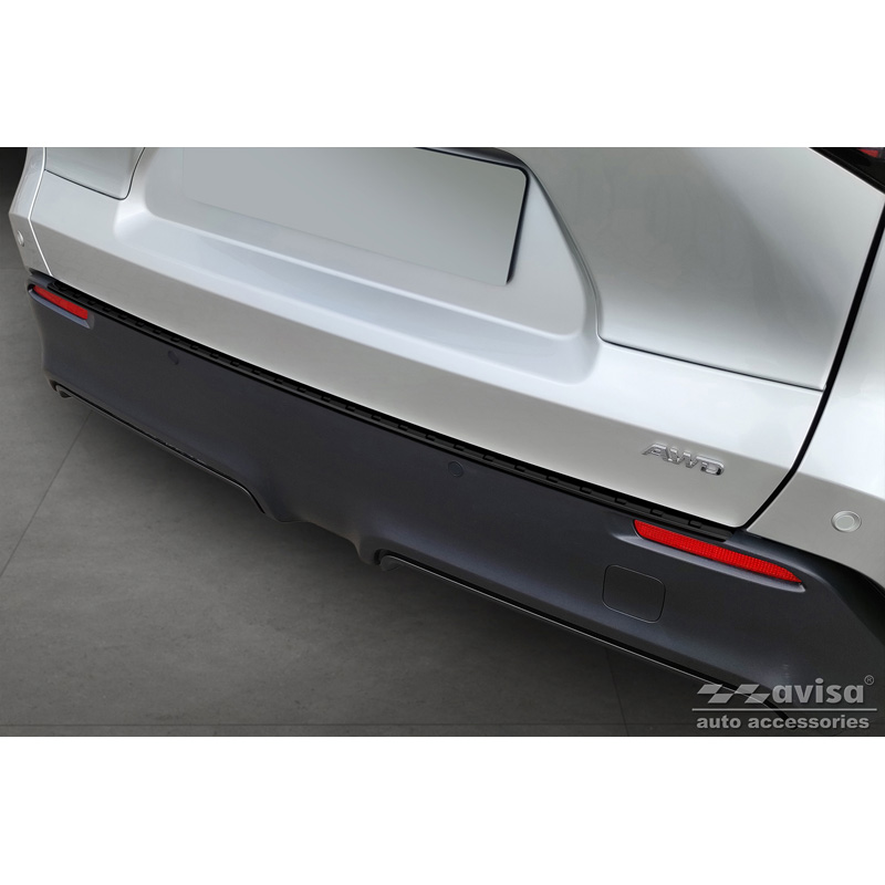 Protection de seuil arrière inox noir mat sur mesure pour Toyota bZ4X 2021- & Subaru Solterra 2022- 'Ribs'